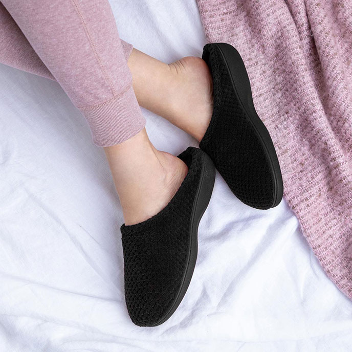 Isotoner® Ladies Popcorn Terry Mule Slippers Black